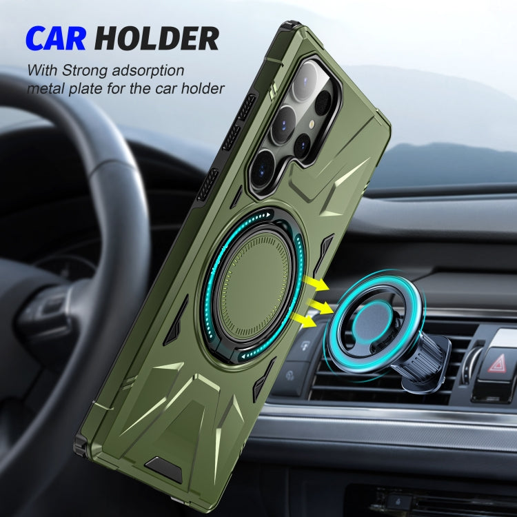 For Samsung Galaxy S24 Ultra 5G MagSafe Magnetic Shockproof Phone Case with Ring Holder(Dark Green) - Galaxy S24 Ultra 5G Cases by buy2fix | Online Shopping UK | buy2fix