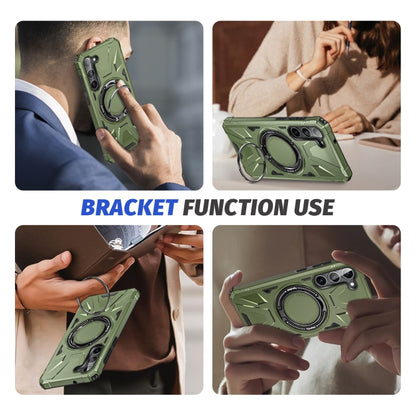 For Samsung Galaxy S24 5G MagSafe Magnetic Shockproof Phone Case with Ring Holder(Dark Green) - Galaxy S24 5G Cases by buy2fix | Online Shopping UK | buy2fix