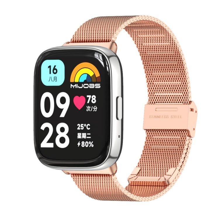 For Redmi Watch 3 Lite / Watch 3 Active Mijobs Milan Buckle Metal Watch Band(Rose Gold) - Watch Bands by MIJOBS | Online Shopping UK | buy2fix