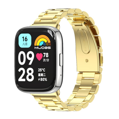 For Redmi Watch 3 Lite / Watch 3 Active Mijobs Three-Bead Metal Stainless Steel Watch Band(Gold) - Watch Bands by MIJOBS | Online Shopping UK | buy2fix