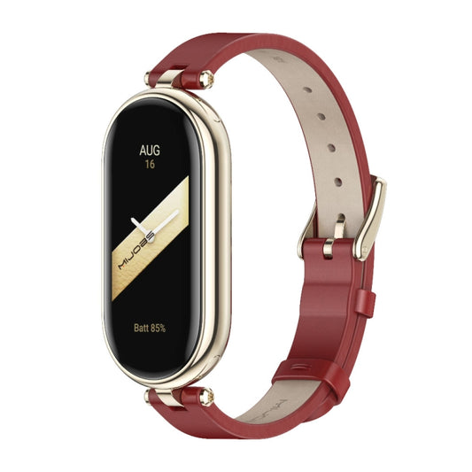 For Xiaomi Mi Band 8 / 9 / 9 NFC Mijobs First Layer Cowhide Watch Band(Red Light Gold) - Watch Bands by MIJOBS | Online Shopping UK | buy2fix