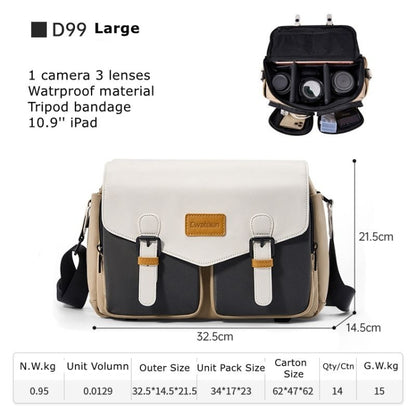 Cwatcun D99 Contrast Color Single Shoulder Camera Bag Outdoor Camera Bag Professional Crossbody Handbag, Size:32.5 x 14.5 x 21.5cm Large(Khaki Black) - Strap Satchel by Cwatcun | Online Shopping UK | buy2fix