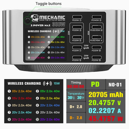 Mechanic X-Power Series Multiport Digital Display USB Charger Station with Wireless Charging, Total Power:150W(EU Plug) - Dock Charger by MECHANIC | Online Shopping UK | buy2fix