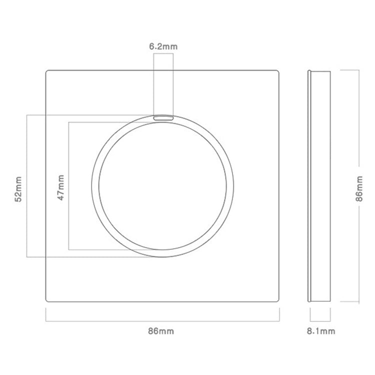 86mm Round LED Tempered Glass Switch Panel, Gray Round Glass, Style:TV Socket - Consumer Electronics by buy2fix | Online Shopping UK | buy2fix