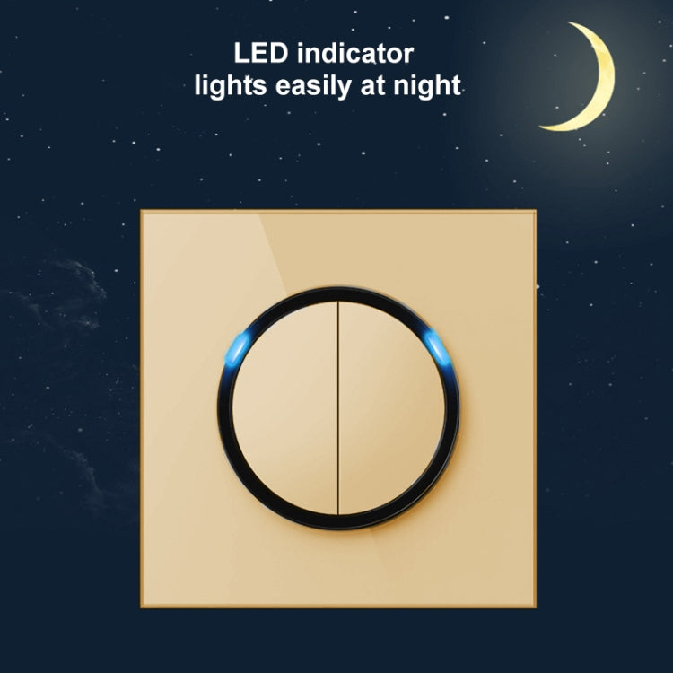 86mm Round LED Tempered Glass Switch Panel, Gold Round Glass, Style:Telephone-Computer Socket - Consumer Electronics by buy2fix | Online Shopping UK | buy2fix