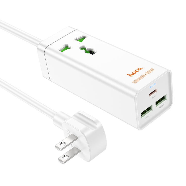 hoco AC9 Talent PD30W Type-C+2USB Ports with 1 Socket Desktop Charger, Cable Length: 1.5m, US Plug(White) - Extension Socket by hoco | Online Shopping UK | buy2fix