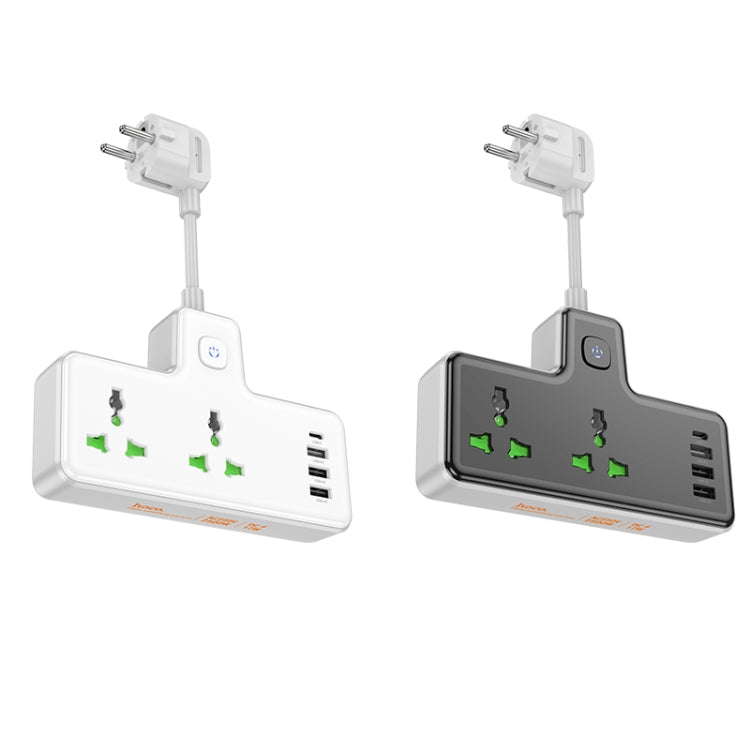 hoco AC11A Voyage 2-position Expansion Socket with USB-C+3USB Ports, Cable Length: 8.5cm, EU Plug(White) - Extension Socket by hoco | Online Shopping UK | buy2fix