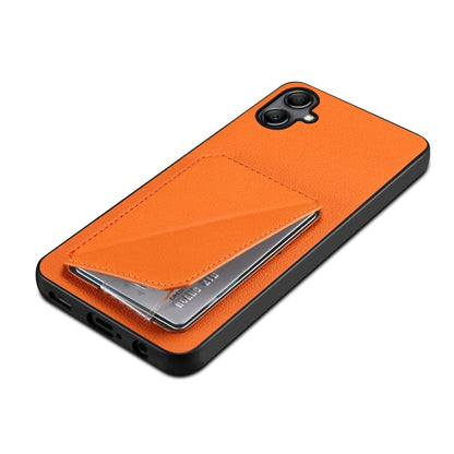 For Samsung Galaxy S24+ 5G Denior Imitation Calf Leather Back Phone Case with Holder(Orange) - Galaxy S24+ 5G Cases by Denior | Online Shopping UK | buy2fix