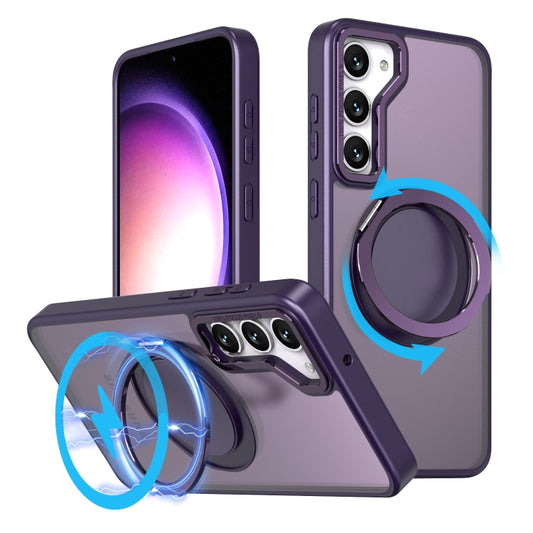 For Samsung Galaxy S23 5G 360-degree Rotating MagSafe Magnetic Holder Phone Case(Purple) - Galaxy S23 5G Cases by buy2fix | Online Shopping UK | buy2fix