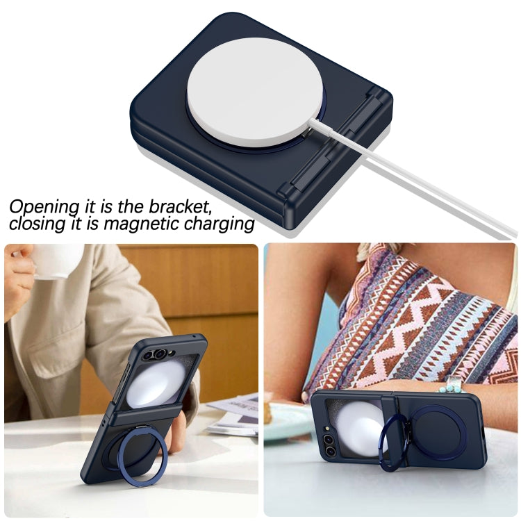 For Samsung Galaxy Z Flip5 5G 360 Degree Stand MagSafe Magnetic All-inclusive Phone Case(Navy Blue) - Galaxy Z Flip5 Cases by buy2fix | Online Shopping UK | buy2fix