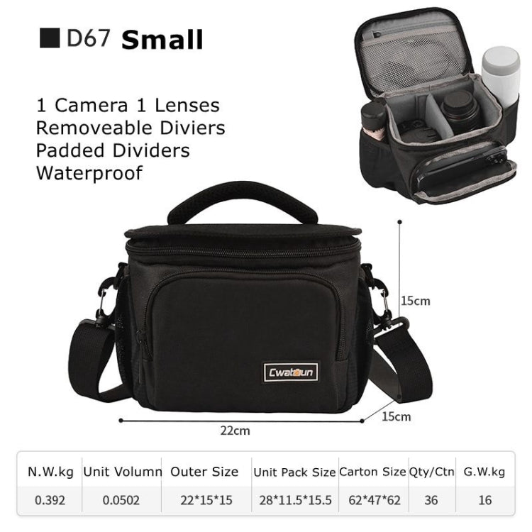 Cwatcun D67 Crossbody Camera Bag Photography Lens Shoulder Bag, Size:22 x 15 x 15cm S(Black) - Strap Satchel by Cwatcun | Online Shopping UK | buy2fix