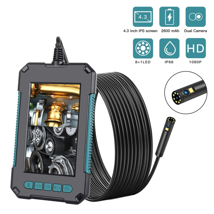 P40 8mm 1080P IP68 Waterproof 4.3 inch Highlight Screen Dual Camera Digital Endoscope, Length:2m Hard Cable - Consumer Electronics by buy2fix | Online Shopping UK | buy2fix