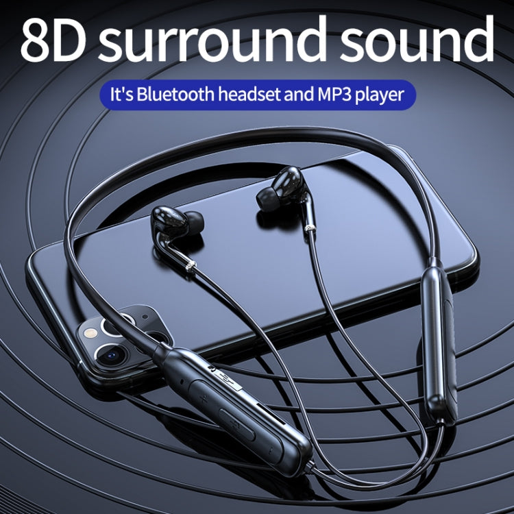 M60 8D Surround Sound Wireless Neck-mounted 5.1 Bluetooth Earphone Support TF Card MP3 Mode(Black) - Neck-mounted Earphone by buy2fix | Online Shopping UK | buy2fix