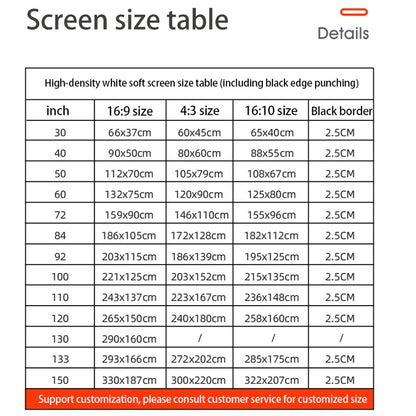 Simple Folding High Density Polyester Projector Film Curtain, Size:100 inch (16:9) Projection Area: 221x125cm - Consumer Electronics by buy2fix | Online Shopping UK | buy2fix