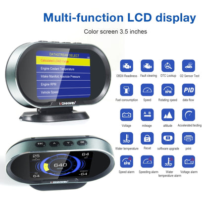 KONNWEI KW206 2 in 1 OBDII / EOBD12V Car Fault Scanner + 3.5 inch LCD Monitor - In Car by KONNWEI | Online Shopping UK | buy2fix