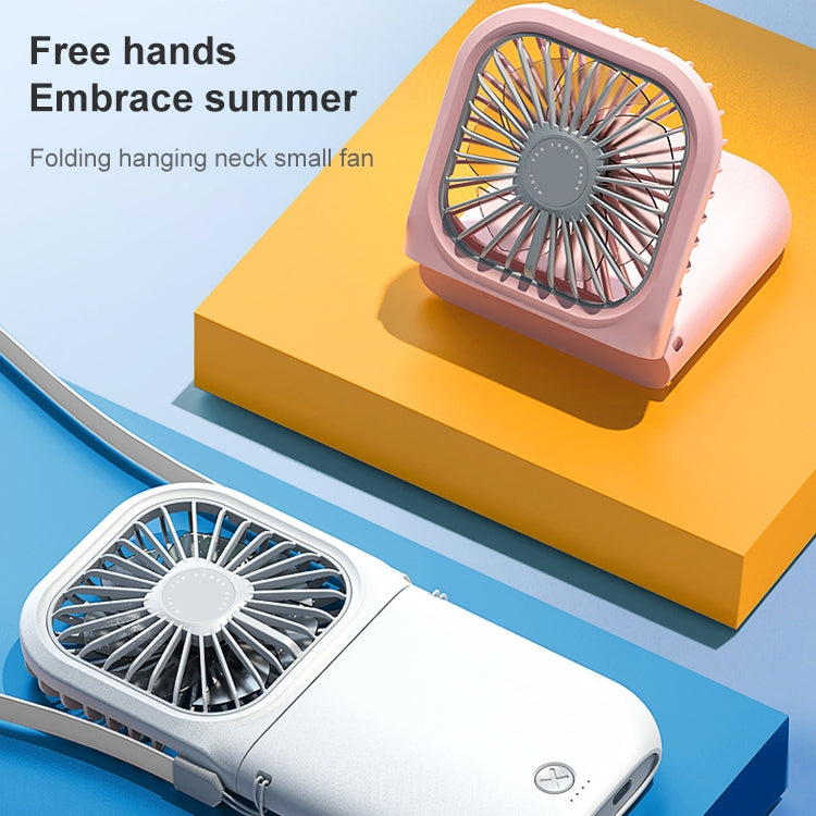 F20 Electroplating Handheld Fan Portable Desktop Folding Mute USB Hanging Neck Fan (Pink) - Electric Fans by buy2fix | Online Shopping UK | buy2fix