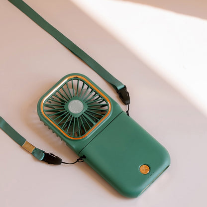 F30 Electroplating Handheld Fan Portable Desktop Folding Mute USB Hanging Neck Fan, Upgraded Version (Green) - Electric Fans by buy2fix | Online Shopping UK | buy2fix