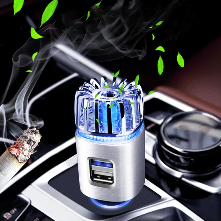 2 in 1 Car Negative-ion  Aromatherapy Air Purifier Humidifier + Dual USB Port Car Charger (Silver) - Air Purifier by buy2fix | Online Shopping UK | buy2fix