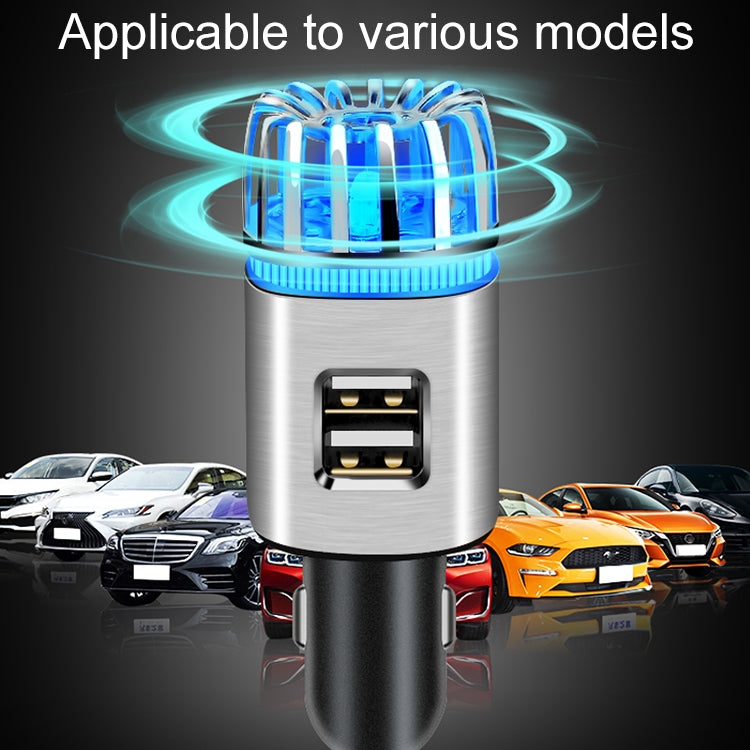 2 in 1 Car Negative-ion  Aromatherapy Air Purifier Humidifier + Dual USB Port Car Charger (Silver) - Air Purifier by buy2fix | Online Shopping UK | buy2fix