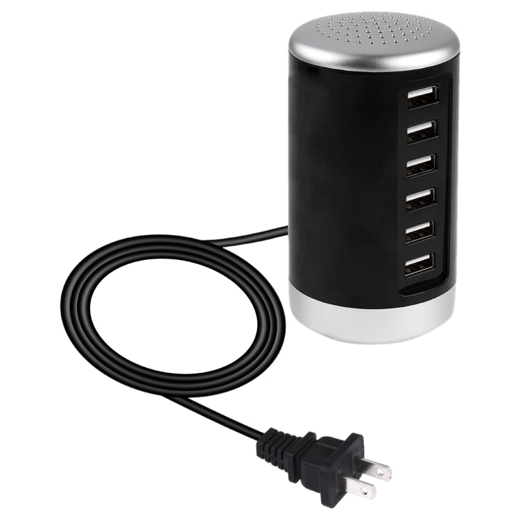 XLD4 30W 6-USB Ports Charger Station Power Adapter AC100-240V, US Plug(Black) - Multifunction Charger by buy2fix | Online Shopping UK | buy2fix