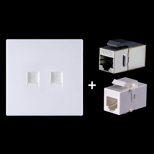 CAT.6 Shielded Pass-through Network Module, Dual Ports Panel + Shielded Pass-through + Telephone Socket(White) - Lan Cable and Tools by buy2fix | Online Shopping UK | buy2fix