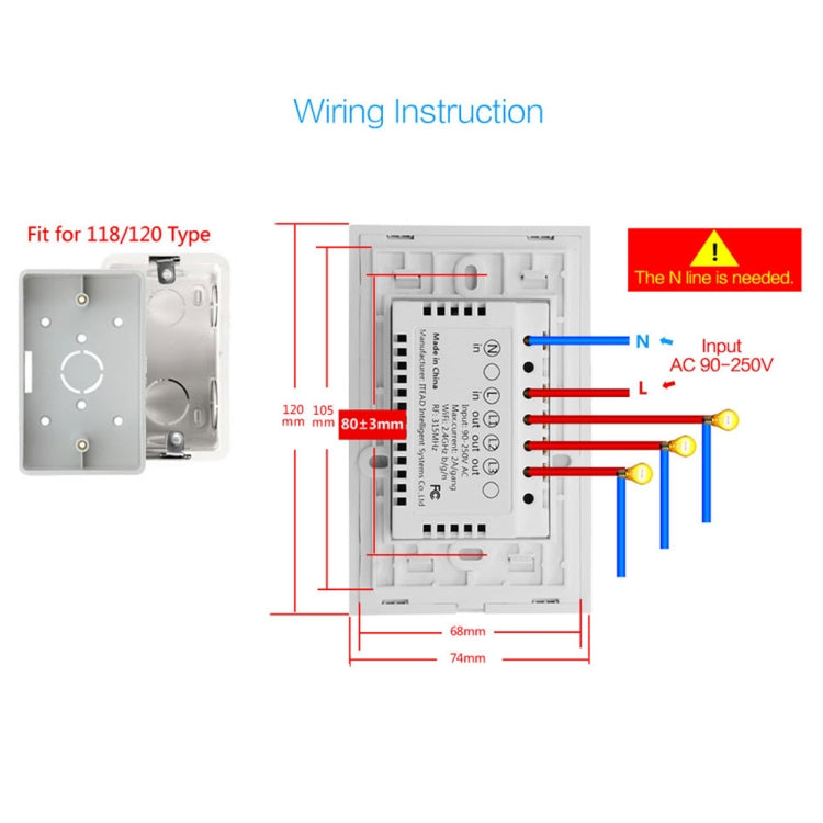 WS-US-02 EWeLink APP & Touch Control 2A 2 Gangs Tempered Glass Panel Smart Wall Switch, AC 90V-250V, US Plug - Consumer Electronics by buy2fix | Online Shopping UK | buy2fix