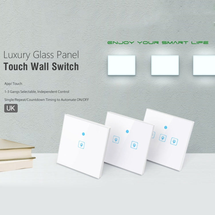 WS-UK-01 EWeLink APP & Touch Control 2A 1 Gang Tempered Glass Panel Smart Wall Switch, AC 90V-250V, UK Plug - Consumer Electronics by buy2fix | Online Shopping UK | buy2fix