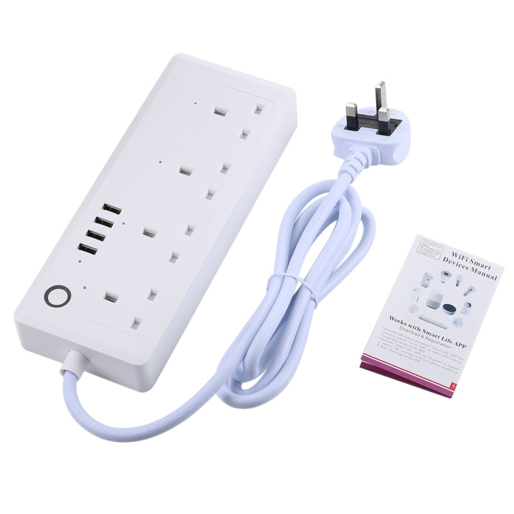 4 x USB Ports + 4 x UK Plug Jack 13A Max Output WiFi Remote Control Smart Power Socket Works with Alexa & Google Home, AC 100-240V, UK Plug - Consumer Electronics by buy2fix | Online Shopping UK | buy2fix