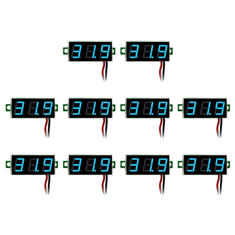 10 PCS 0.28 inch 2 Wires Adjustable Digital Voltage Meter, Color Light Display, Measure Voltage: DC 2.5-30V (Blue) - Consumer Electronics by buy2fix | Online Shopping UK | buy2fix