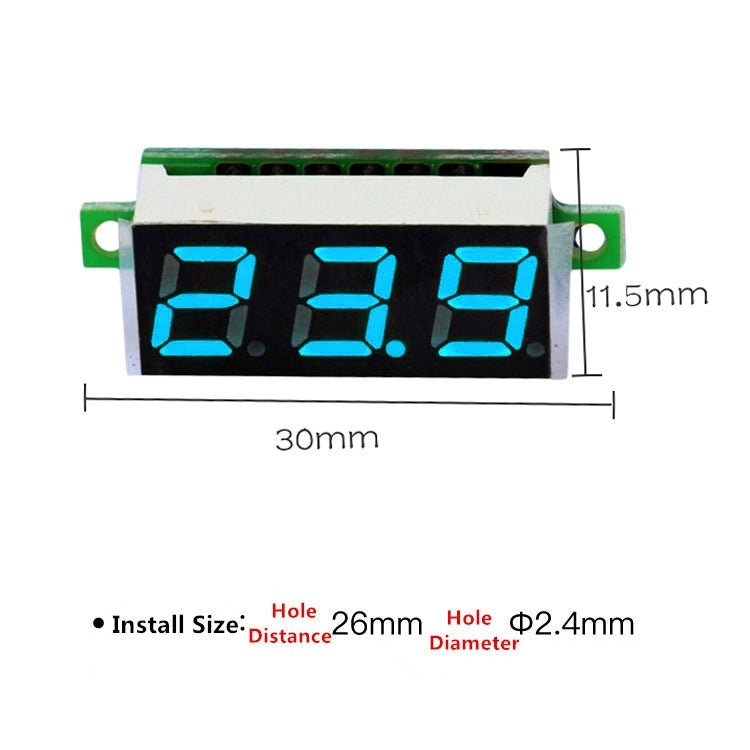 10 PCS 0.28 inch 2 Wires Adjustable Digital Voltage Meter, Color Light Display, Measure Voltage: DC 2.5-30V (Blue) - Consumer Electronics by buy2fix | Online Shopping UK | buy2fix