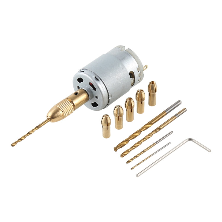 WLXY WL-DIY001 Mini DIY Brass Electric Drill Chucks Drill Bits Set DC-12V Motor - Drill & Drill Bits by WLXY | Online Shopping UK | buy2fix