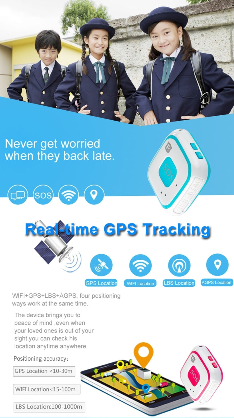 REACHFAR V28 Necklace Style GSM Mini LBS WiFi AGPS Tracker SOS Communicator(Blue) - Personal Tracker by REACHFAR | Online Shopping UK | buy2fix