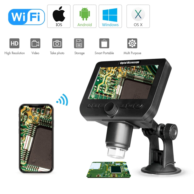 inskam317 1080P 4.3 inch LCD Screen WiFi HD Digital Microscope, Sucker Bracket - Consumer Electronics by buy2fix | Online Shopping UK | buy2fix