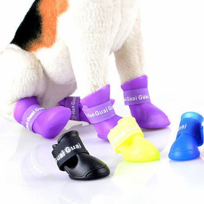 Lovely Pet Dog Shoes Puppy Candy Color Rubber Boots Waterproof Rain Shoes, M, Size:  5.0 x 4.0cm(Blue) - Home & Garden by buy2fix | Online Shopping UK | buy2fix