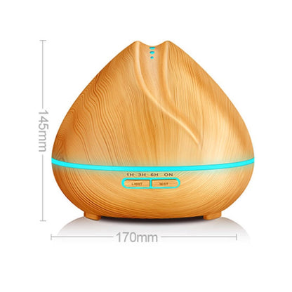 Peach Shape Wood Grain Remote Control Ultrasonic Humidifier Aromatherapy Machine Automatic Alcohol Sprayer with LED Lights, Capacity: 400mL, US Plug (Light Wood Color) - Home & Garden by buy2fix | Online Shopping UK | buy2fix