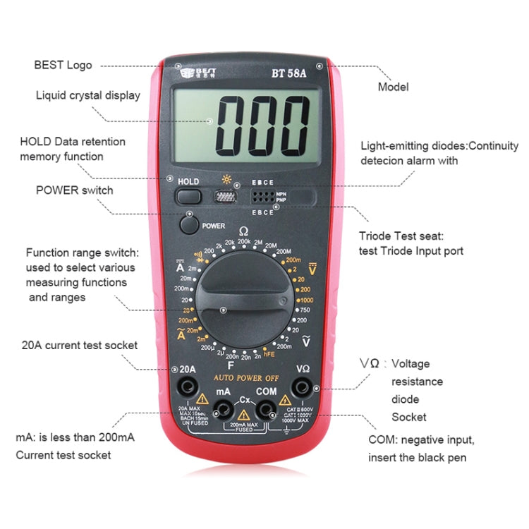 Repair Tools for Mobile & Tablet, BEST-58A Multi Function Digital Multimeter - Consumer Electronics by BEST | Online Shopping UK | buy2fix