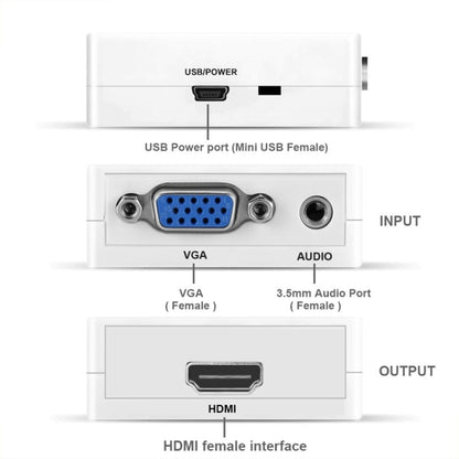 HOWEI HW-2107 HD 1080P Mini VGA to HDMI Scaler Box Audio Video Digital Converter - Converter by buy2fix | Online Shopping UK | buy2fix