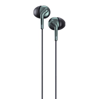 REMAX RM-595 3.5mm Gold Pin In-Ear Stereo Double-action Metal Music Earphone with Wire Control + MIC, Support Hands-free (Green) - Normal Style Earphone by REMAX | Online Shopping UK | buy2fix