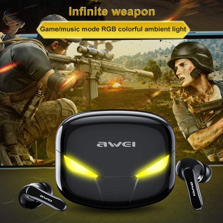 awei T35 Bluetooth V5.0 Ture Wireless Sports Game Dual Mode IPX5 Waterproof TWS Headset with Charging Case (Black) - TWS Earphone by awei | Online Shopping UK | buy2fix