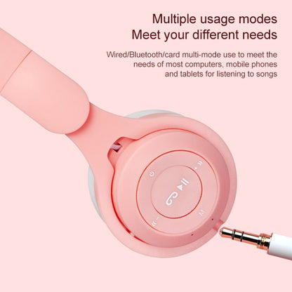 M6 Luminous Cat Ears Pure-color Foldable Bluetooth Headset with 3.5mm Jack & TF Card Slot (Pink) - Headset & Headphone by buy2fix | Online Shopping UK | buy2fix