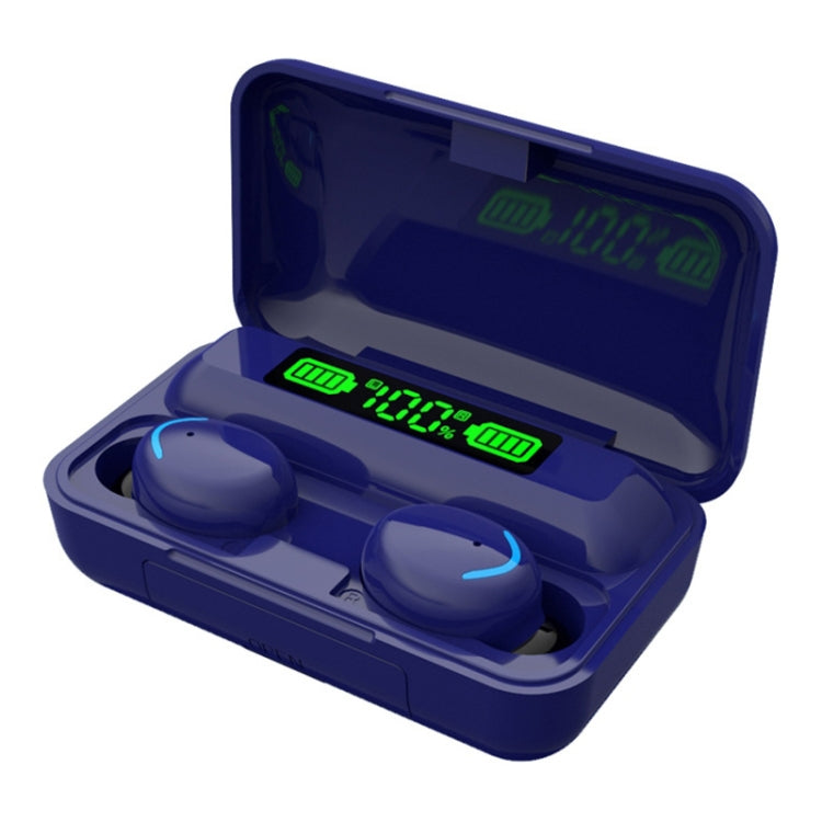 F9-5C Macaron Series LED Light + Digital Display Noise Reduction Bluetooth Earphone(Dark Blue) - Bluetooth Earphone by buy2fix | Online Shopping UK | buy2fix