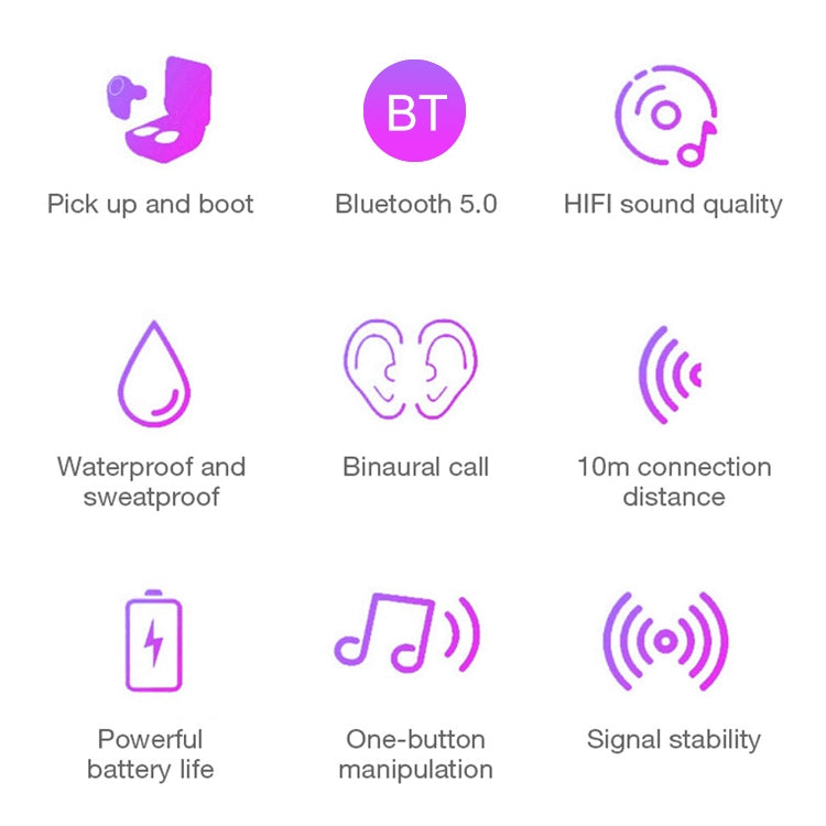 DT-7 IPX Waterproof Bluetooth 5.0 Wireless Bluetooth Earphone with 300mAh Magnetic Charging Box, Support Call(Pink) - Bluetooth Earphone by buy2fix | Online Shopping UK | buy2fix