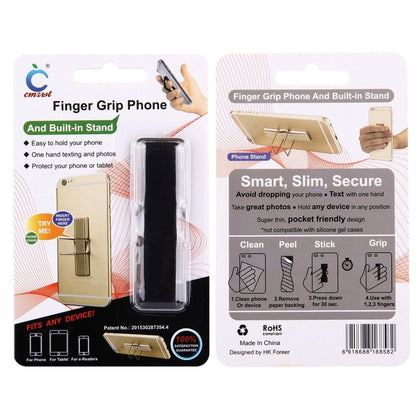 2 in 1 Adjustable Universal Mini Adhesive Holder Stand + Slim Finger Grip, Size: 7.3 x 2.2 x 0.3 cm(Black) - Ring Holder by buy2fix | Online Shopping UK | buy2fix