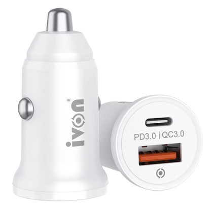 IVON CC45 20W PD 3.0 USB-C / Type-C + QC 3.0 USB Port Mini Car Charger - In Car by IVON | Online Shopping UK | buy2fix