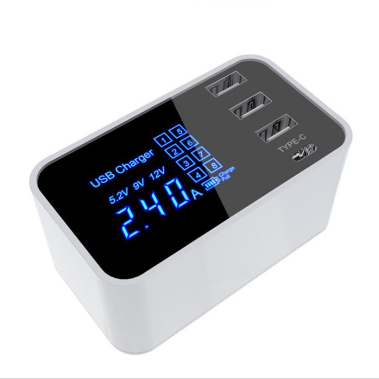 CDA30 20W 3 USB Ports + USB-C / Type-C Ports Multi-function Charger with LED Display, UK Plug - Multifunction Charger by buy2fix | Online Shopping UK | buy2fix