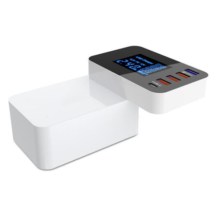 CDA33Q 40W QC 3.0 USB + 3 USB Ports + USB-C / Type-C Ports Multi-function Charger with LED Display, EU Plug - Multifunction Charger by buy2fix | Online Shopping UK | buy2fix