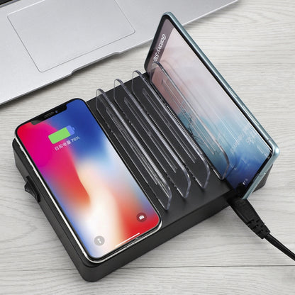 50W 6 USB Ports + 2 USB-C / Type-C Ports + Wireless Charging Multi-function Charger with LED Display & Detachable Bezel, AU Plug - Multifunction Charger by buy2fix | Online Shopping UK | buy2fix