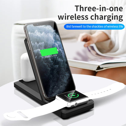 H6 3 in 1 Portable Folding Wireless Charger for iPhone + iWatch + AirPods(Black) - Apple Accessories by buy2fix | Online Shopping UK | buy2fix