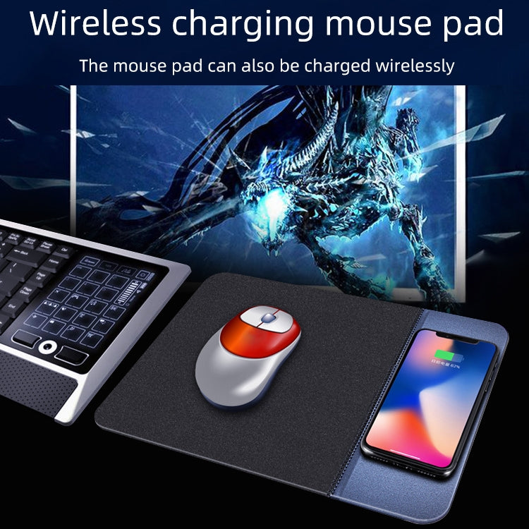 OJD-36 QI Standard 10W Lighting Wireless Charger Rubber Mouse Pad, Size: 26.2 x 19.8 x 0.65cm (Black) - Apple Accessories by buy2fix | Online Shopping UK | buy2fix