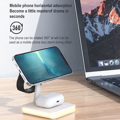 991 3 in 1 15W Electromagnetic Induction Wireless Fast Charging with 360 Degree Rotating Holder(White) - Apple Accessories by buy2fix | Online Shopping UK | buy2fix